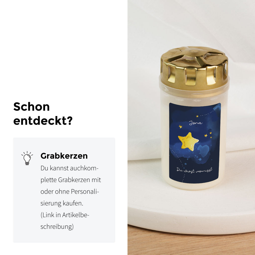 Es gibt auch komplett fertige Grabkerzen zu kaufen