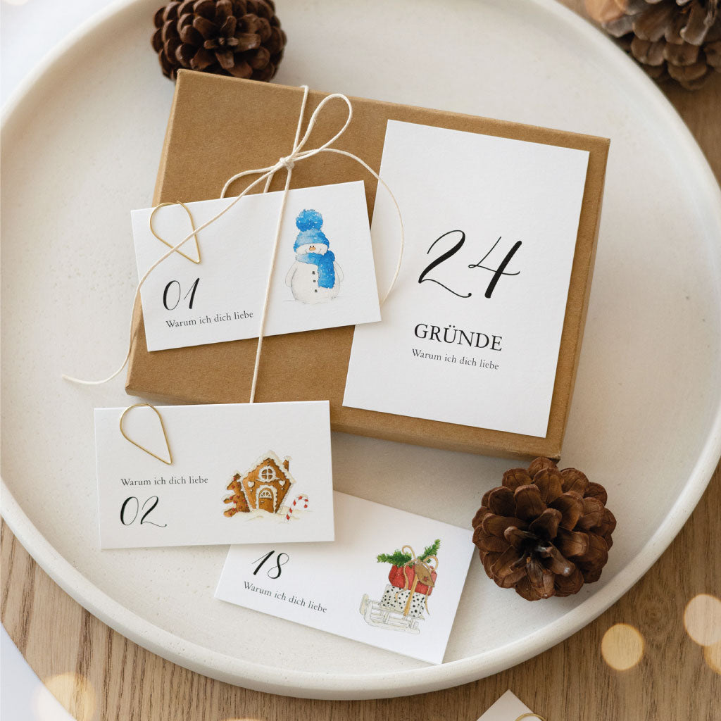 Download digitale Vorlage 24 Gründe Adventskalender zum selbst Beschriften