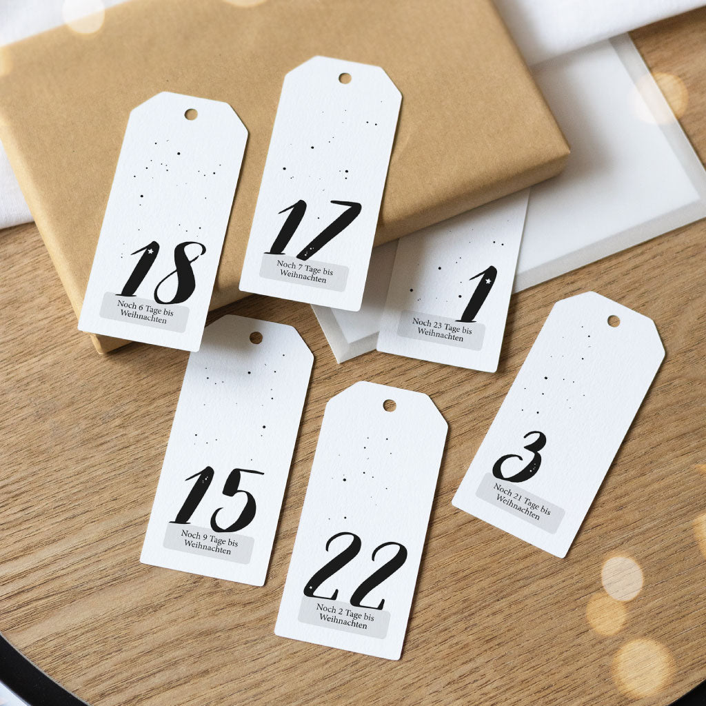 Digitale Datei 24 Adventskalender Anhänger mit Countdown bis Weihnachten