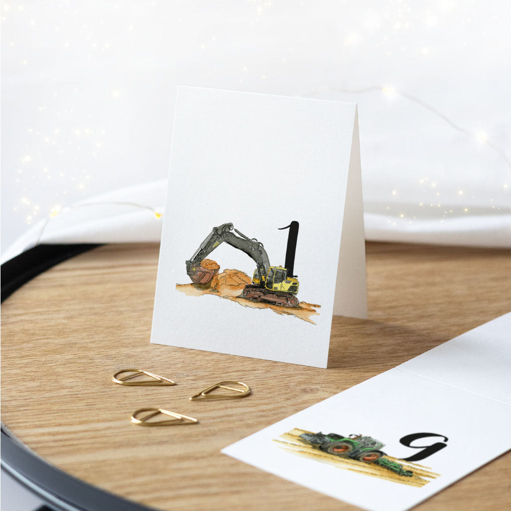 Download Adventskalender Zahlen in Streifen Form mit Aquarell Fahrzeug Motiven für Männer und Jungen
