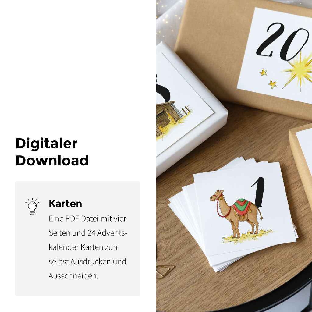 24 Weihnachtskalender Kärtchen zum Ausdrucken