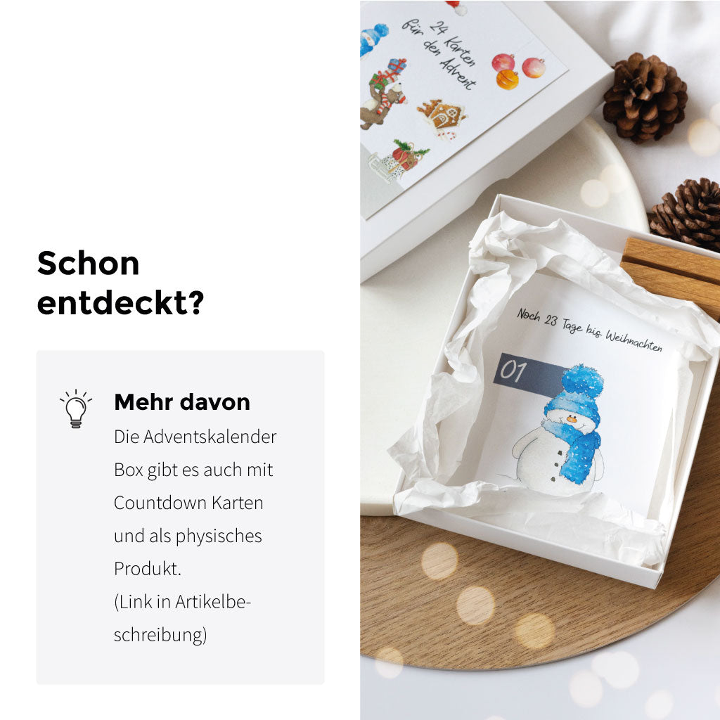 Die Adventskalender Karten gibt es auch als physisches Produkt