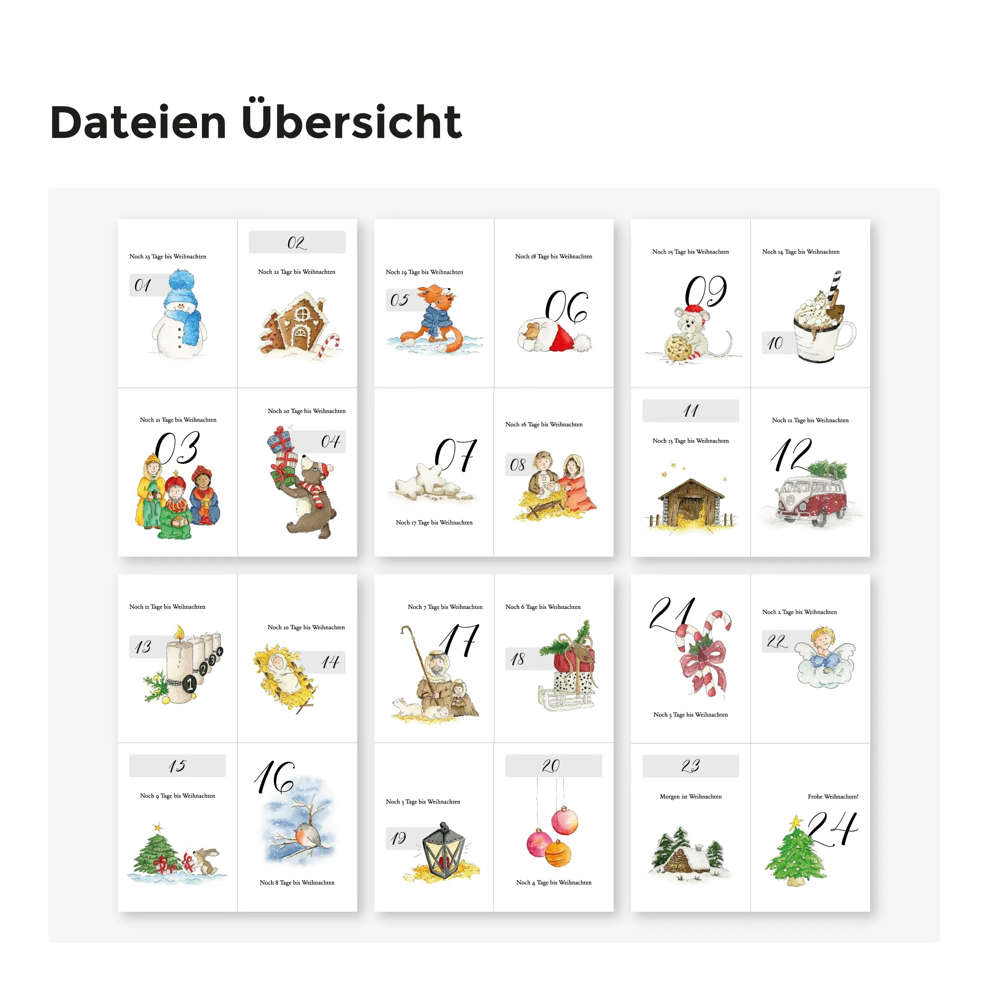 Download Adventskalender Karten - Countdown Weihnachten