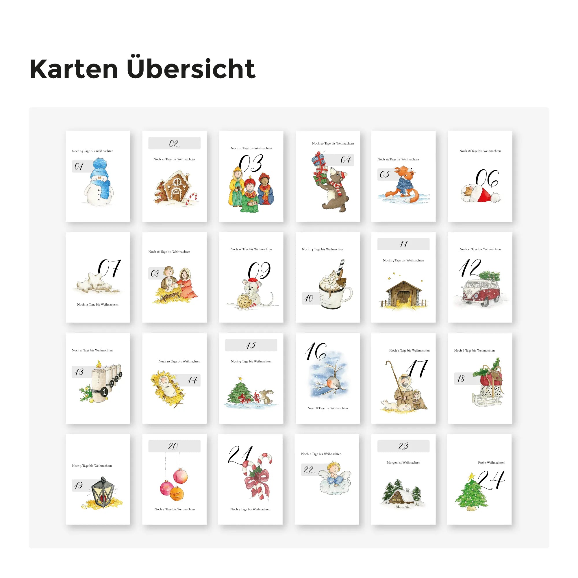 Download Adventskalender Karten - Countdown Weihnachten