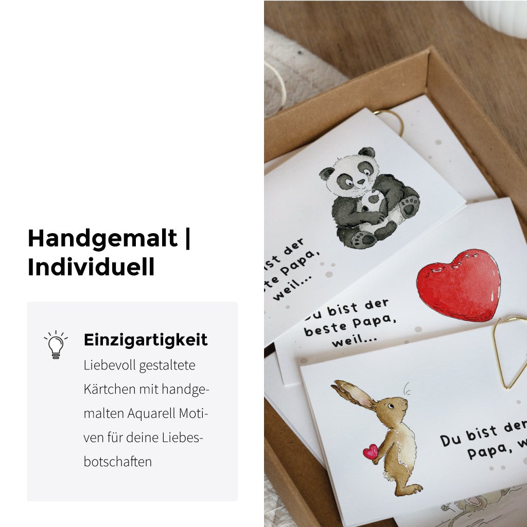 Handgemalte Aquarell Mini Kärtchen mit süßen Tiermotiven