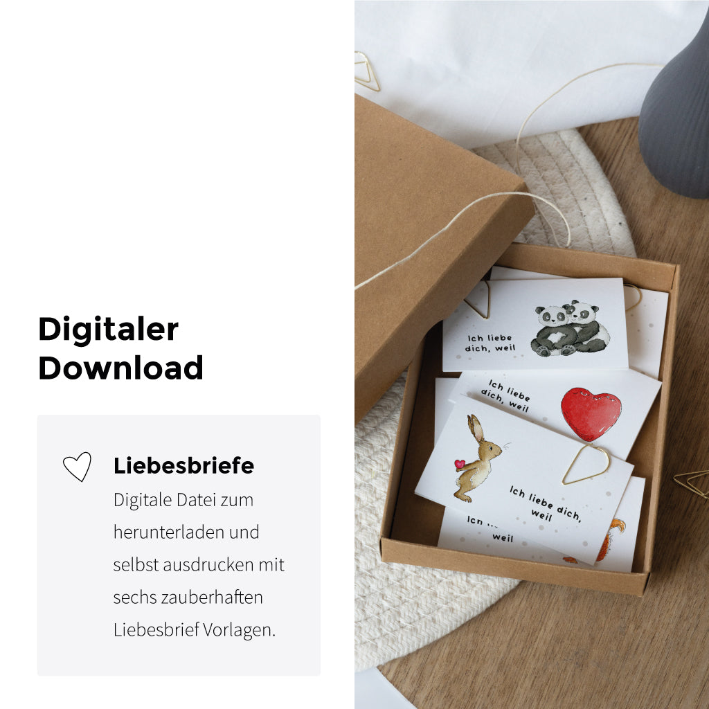 Digitale Datei zum herunterladen und ausdrucken mit Liebesbrief Vorlagen