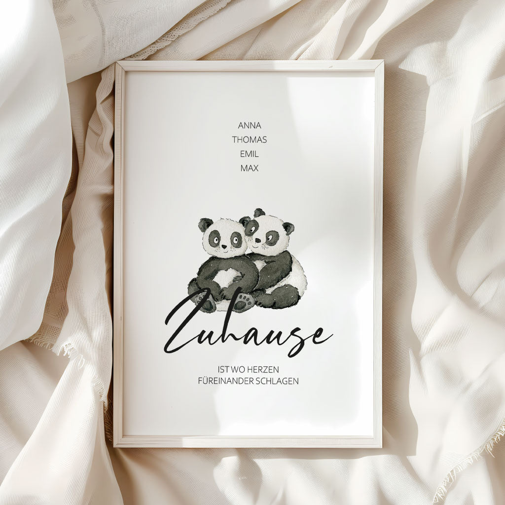 Poster - Zuhause ist wo Herzen füreinander schlagen | Pandas