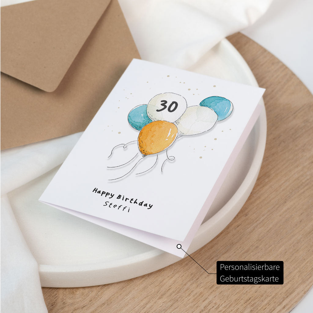 Klappkarte zum Geburtstag mit individuellem Name und Alter des Geburtstagskinds