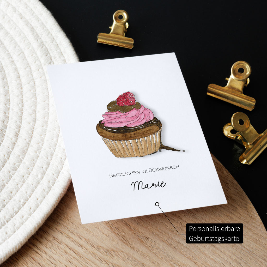 Glückwunschkarte zum Geburtstag "Herzlichen Glückwunsch" mit Personalisierung und Name