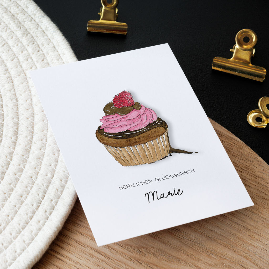 Detailaufnahme des Muffins auf der Geburtstagskarte