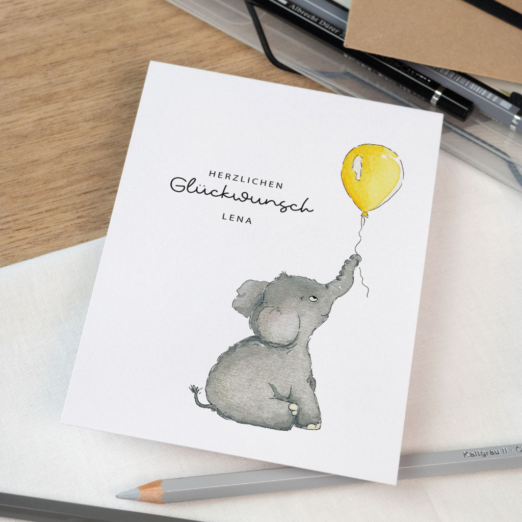 Glückwunschkarte zum Geburtstag mit niedlichem Tier Motiv
