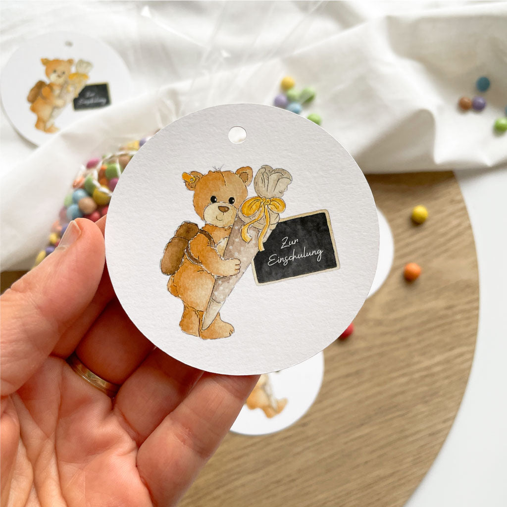 Anhänger Sets mit Spitztüten als Dekoration für Einschulungsparty und Gastgeschenk