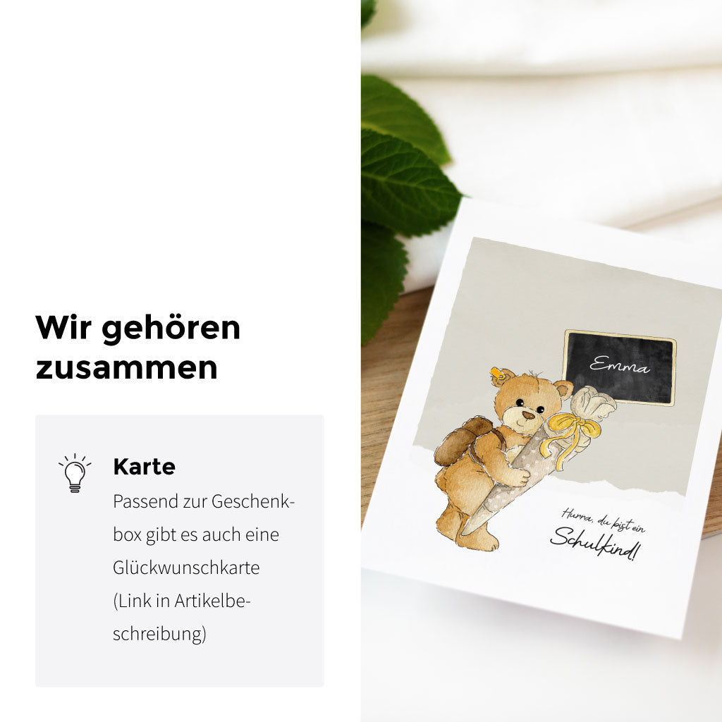 Passend zur Geschenkschachtel gibt es auch eine Karte, Deko Anhänger und DIY Mini Zuckertüten