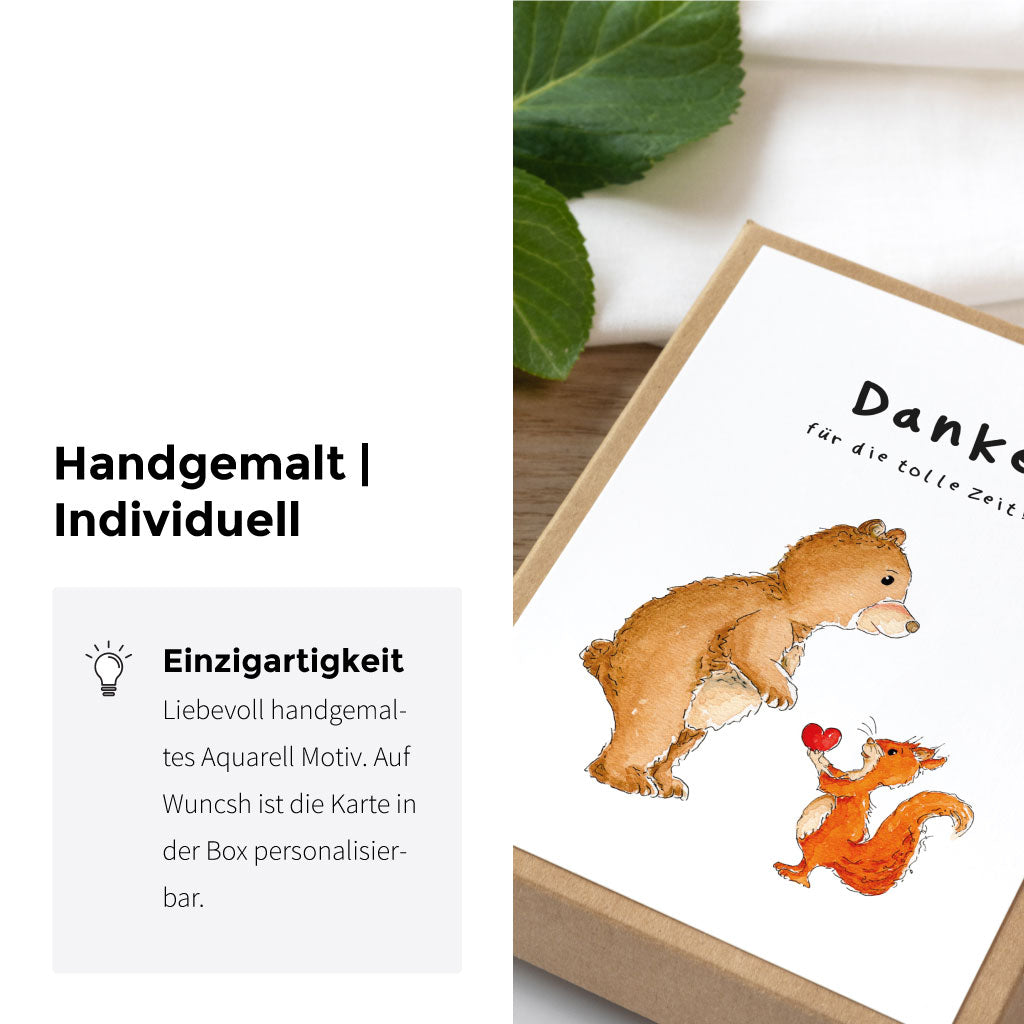 Geschenk für den Kindergarten von Vorschulkind mit handgemaltem Aquarell Motiv