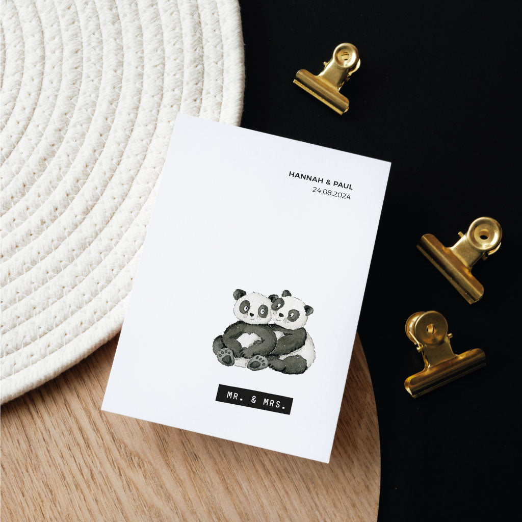 Glückwunschkarte zur Hochzeit mit Panda Bären Motiv