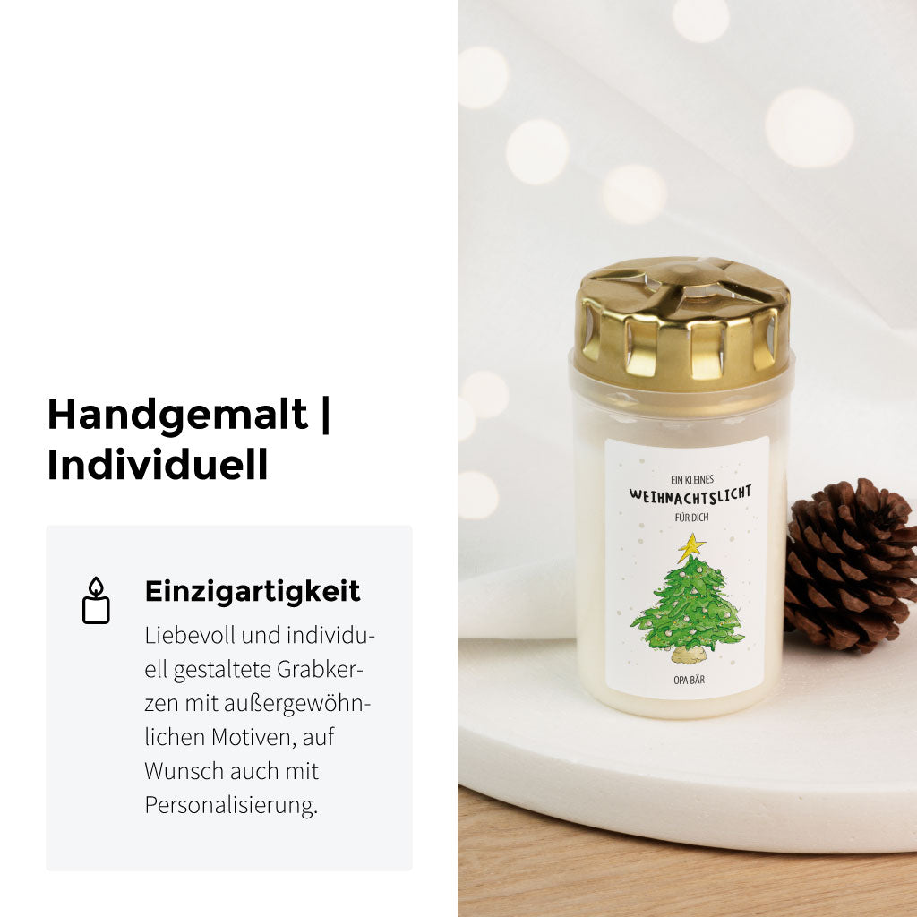 Handgemaltes Aquarell Motiv mit geschmücktem Weihnachtsbaum