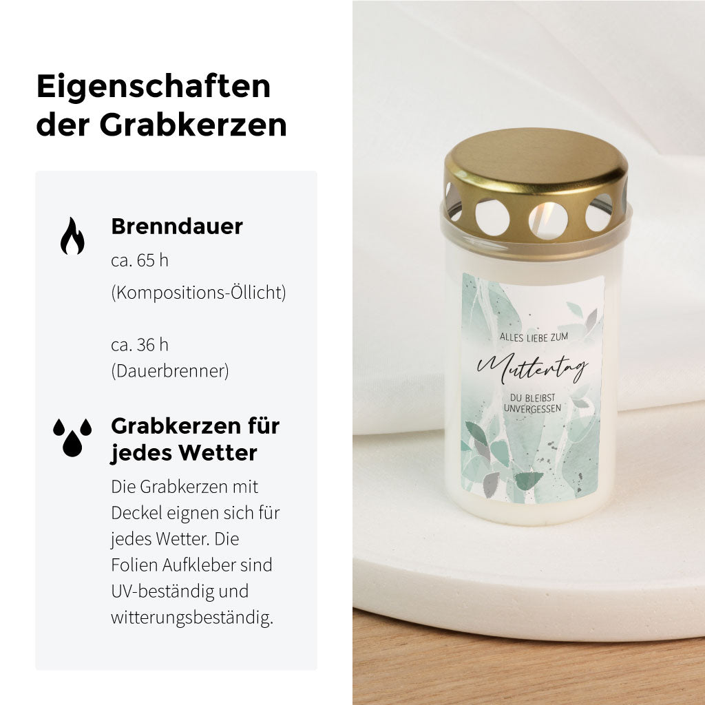 Eigenschaften der Funkenbunt Grabkerzen: Brenndauer und Wetterfestigkeit