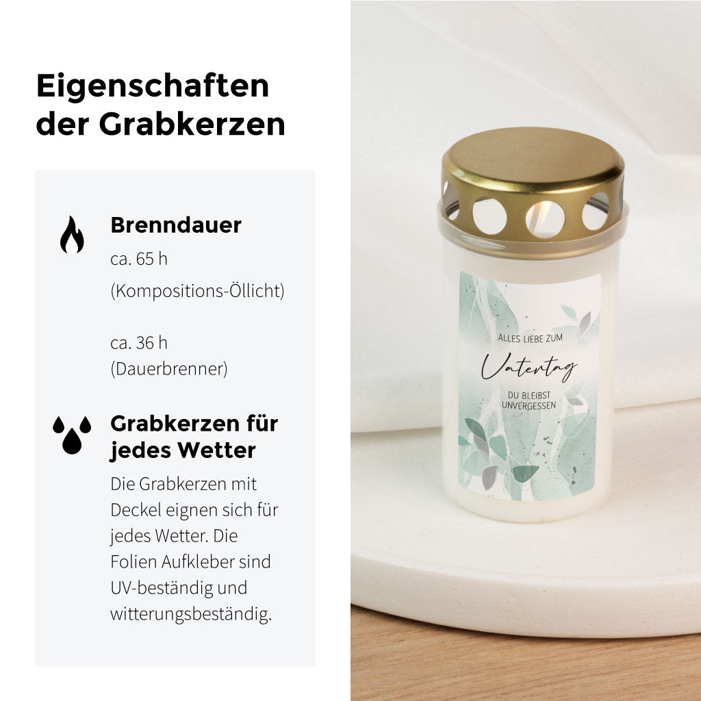 Eigenschaften der Funkenbunt Grabkerzen: Brenndauer und Wetterfestigkeit