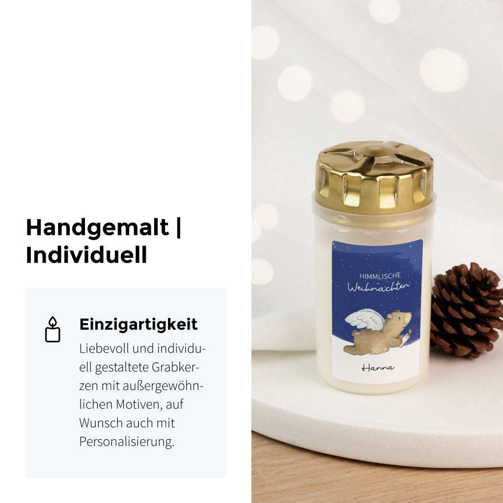 Grablicht zu Weihnachten und im Advent, personalisierbar mit Name