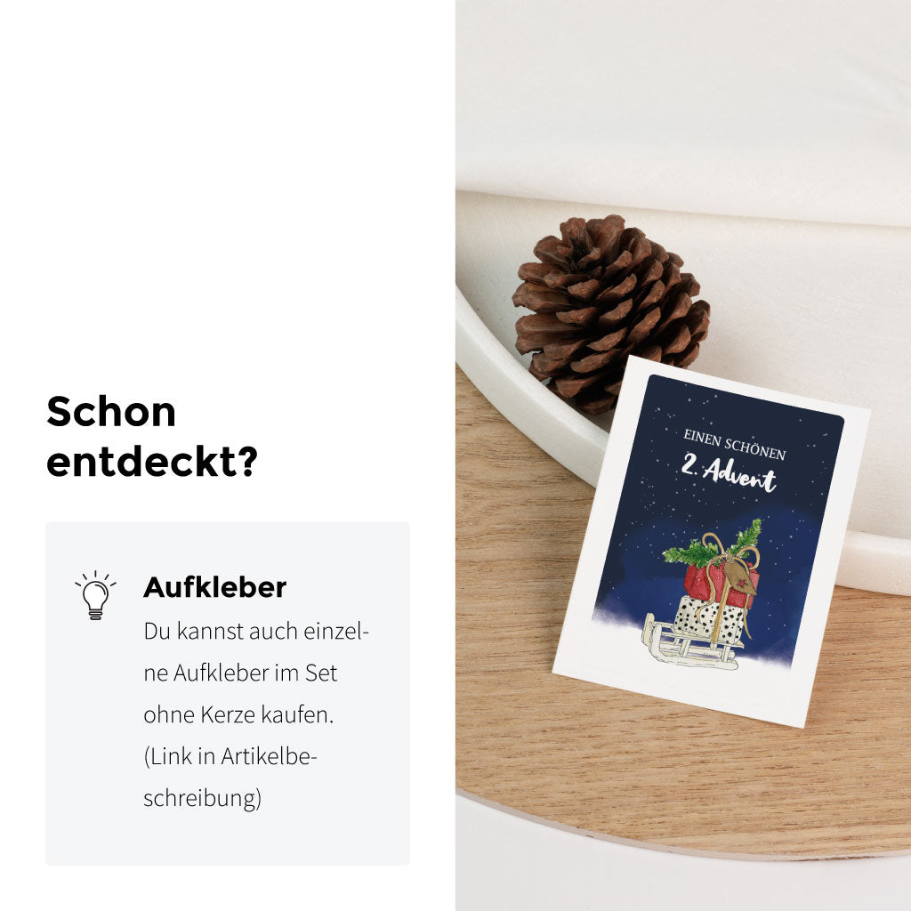 Weihnachtlicher Aufkleber mit Aquarellmotiv zum 2. Advent, auch separat erhältlich – ideal zum Gedenken an Sternenkinder im Advent.