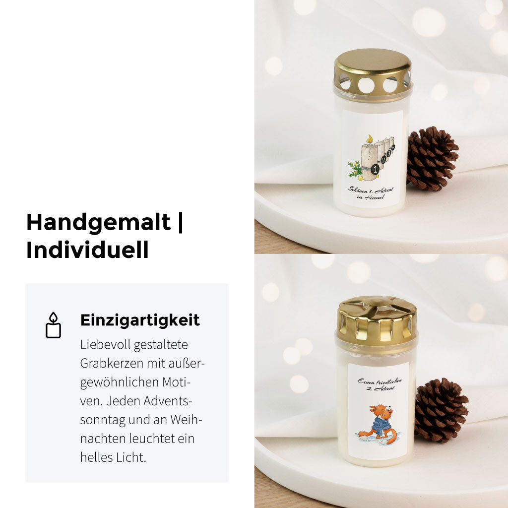 Für jeden Adventssonntag und Weihnachten gibt es eine Kerze