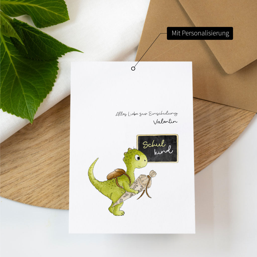 Karte mit personalisiertem Name und Umschlag aus Kraftpapier