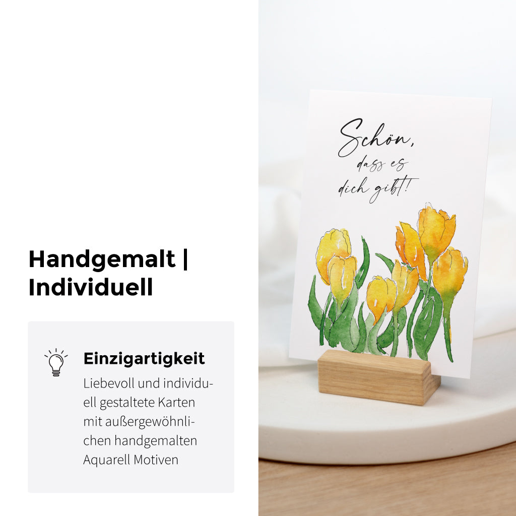 Handgemaltes Aquarell mit gelben Frühlingsblumen Krokussen