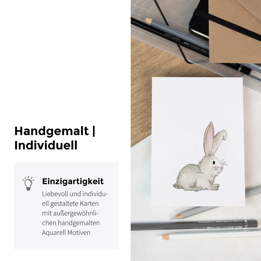 Handgemaltes Aquarell Motiv mit Osterhase