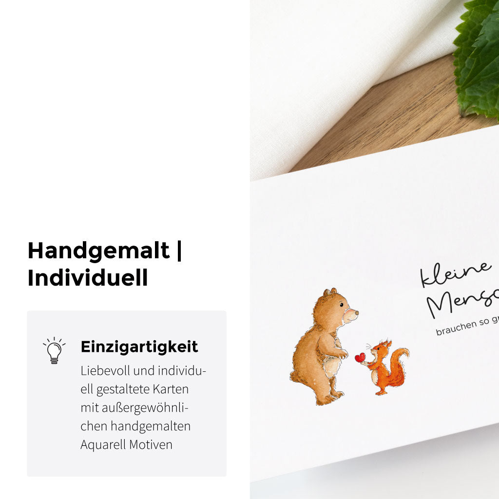 Handgemaltes Aquarell Motiv mit niedlichen Tieren