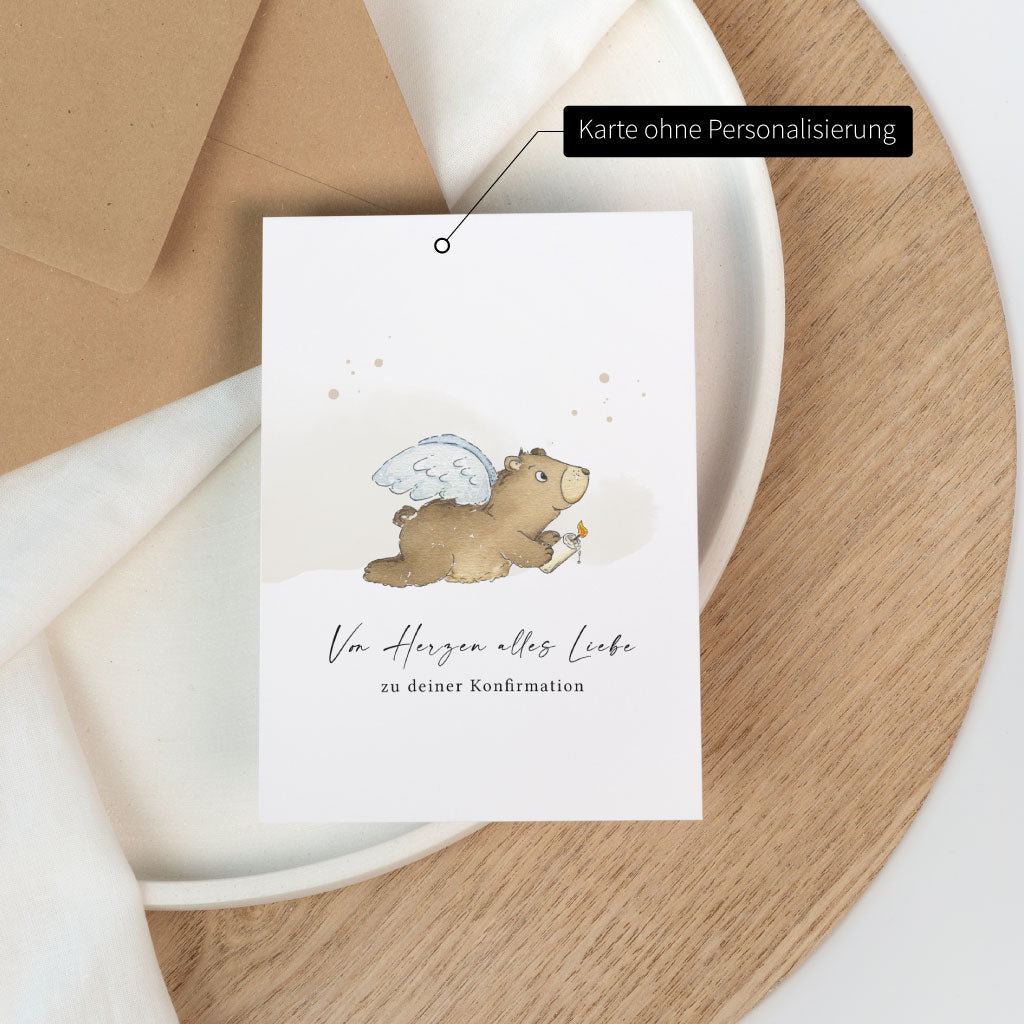 Glückwunschkarte zur Konfirmation ohne Personalisierung mit handgemaltem Motiv, passend als Geschenkbeilage