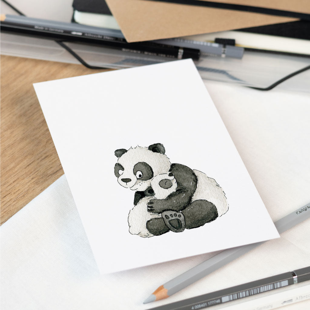 Postkarte mit Panda Bären Motiv