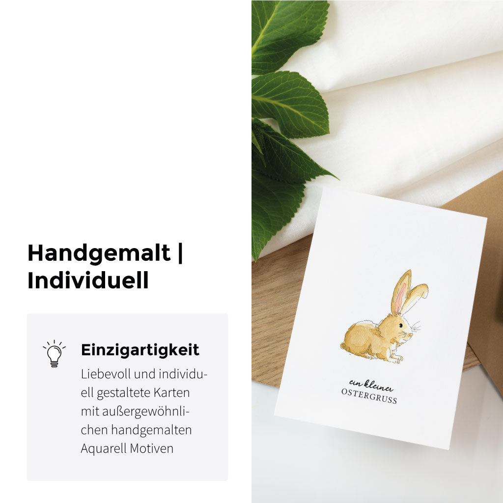 Handgemaltes Aquarell Motiv mit Osterhase