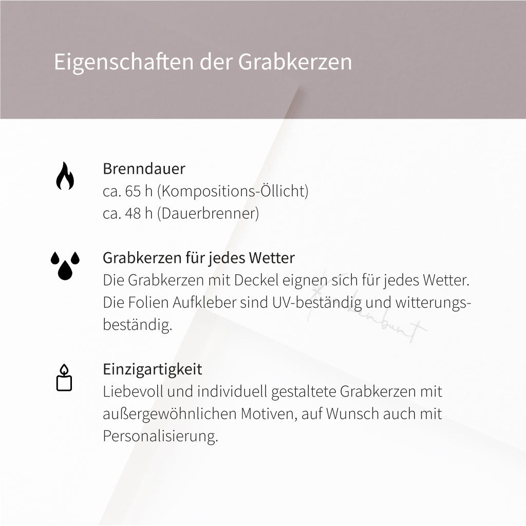 Eigenschaften der Funkenbunt Grabkerzen