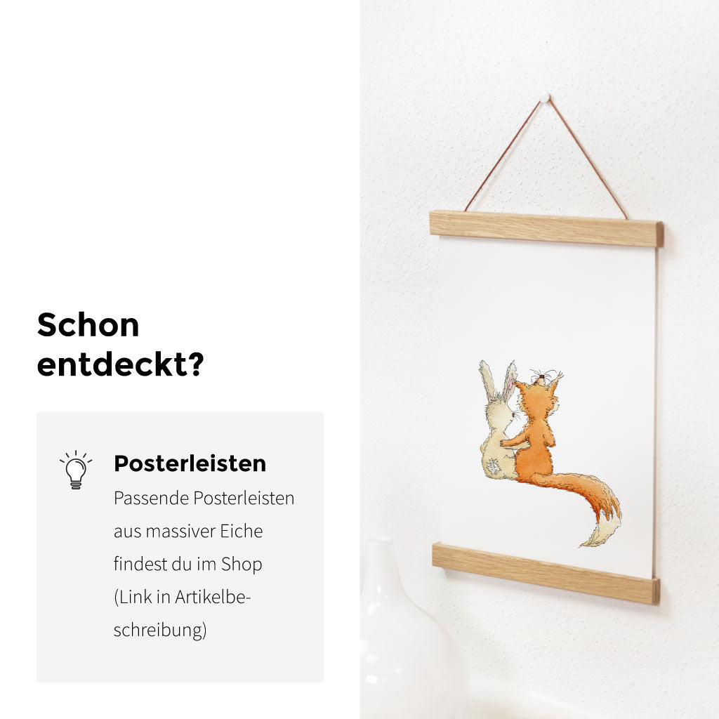 Passende Posterschienen sind im Shop