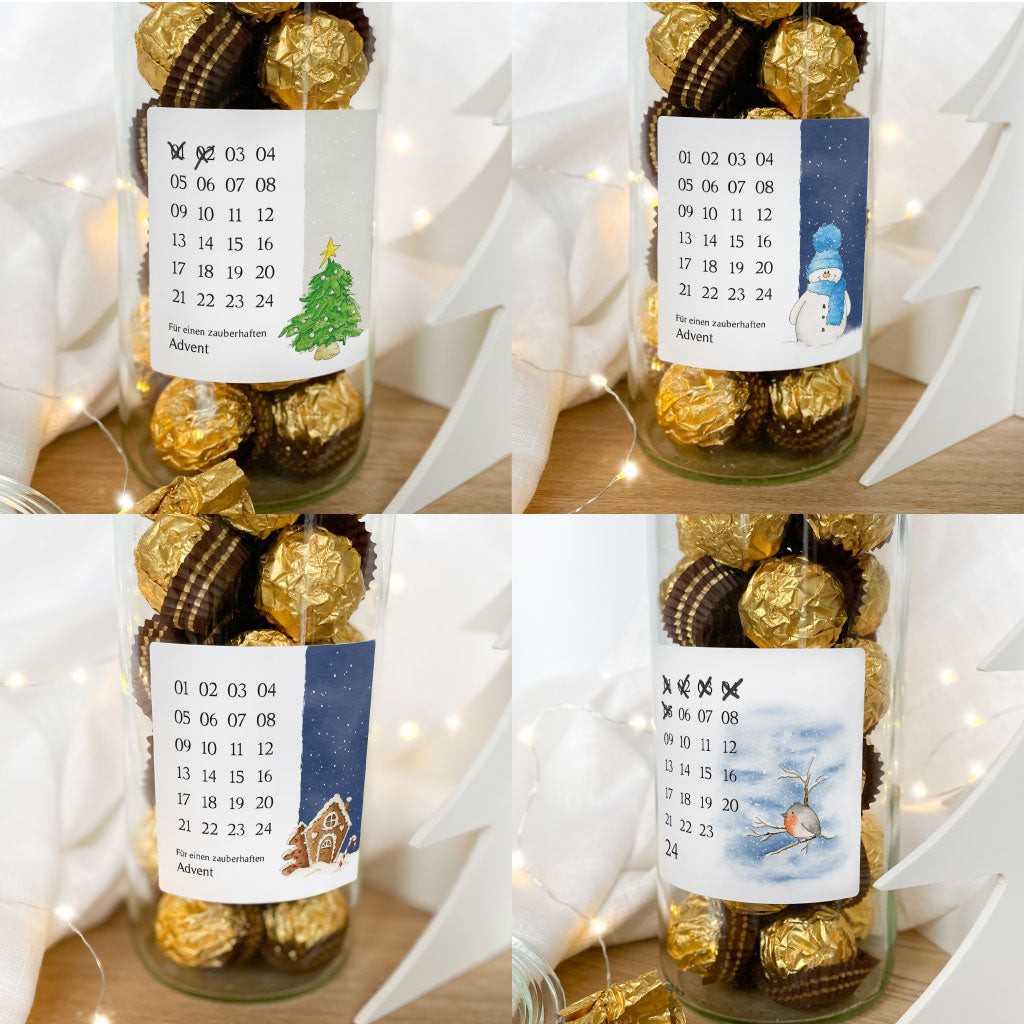 Die Mini Adventskalender Aufkleber gibt es auch mit weiteren Motiven