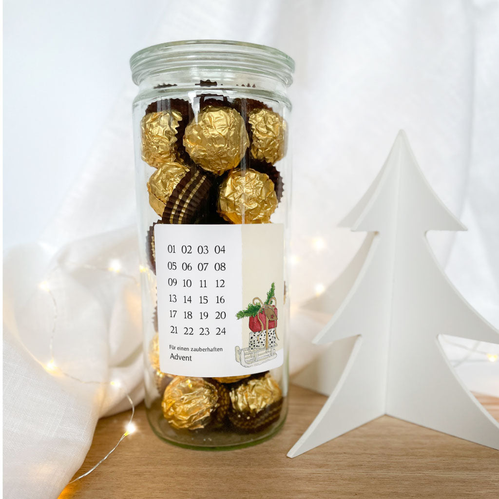 Adventskalender Aufkleber mit Weihnachtsgeschenke Motiv