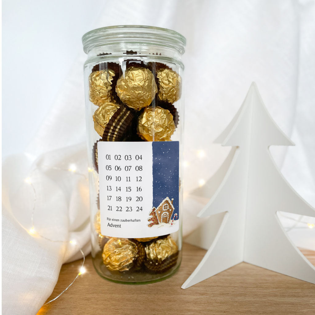 Adventskalender Aufkleber mit Lebkuchenhaus Motiv