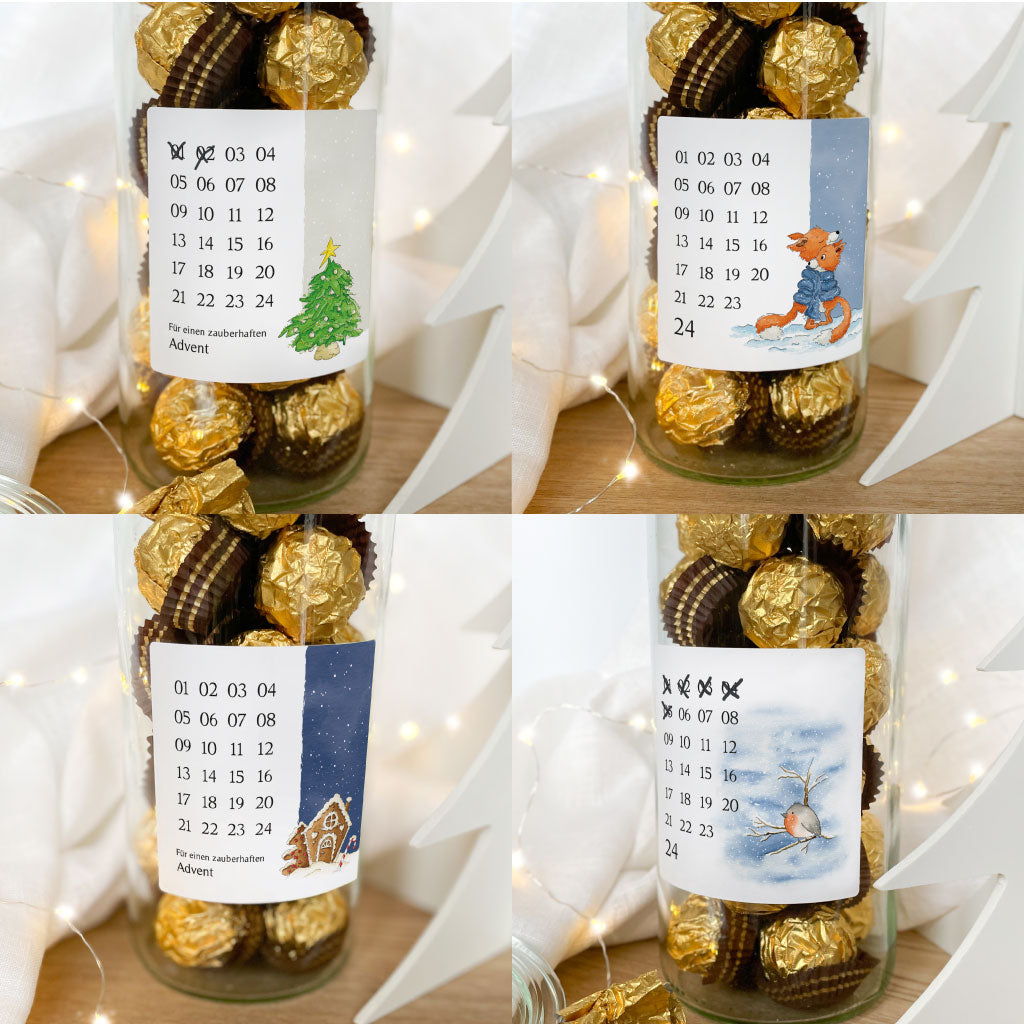 Die Mini Adventskalender Aufkleber gibt es auch mit weiteren Motiven