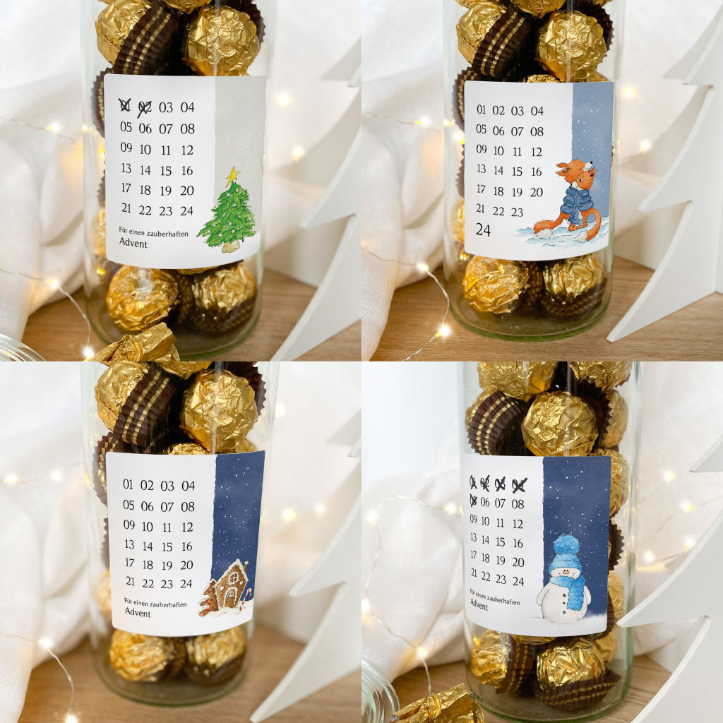 Die Adventskalender Aufkleber gibt es auch mit anderen Motiven