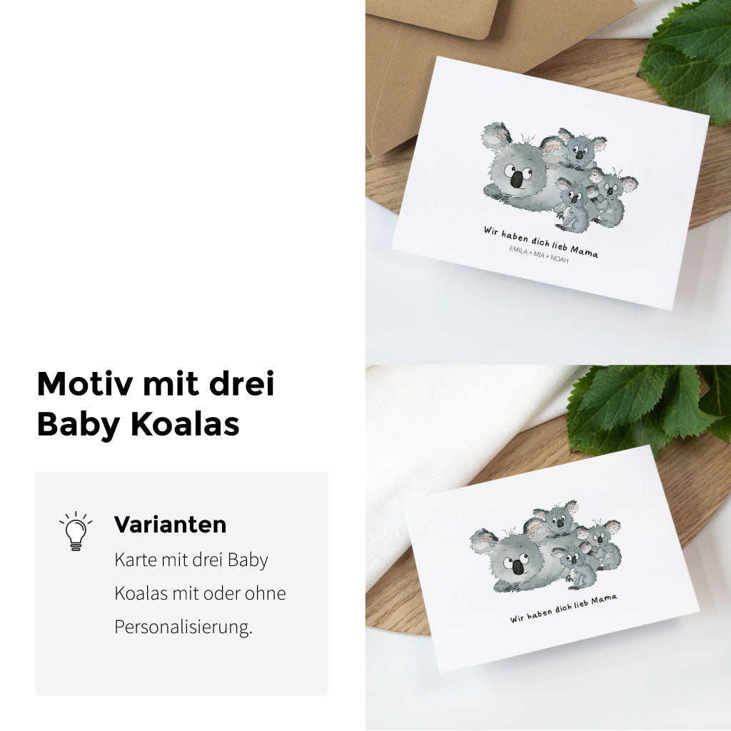 Motiv Mama Koala und drei Baby Koalas