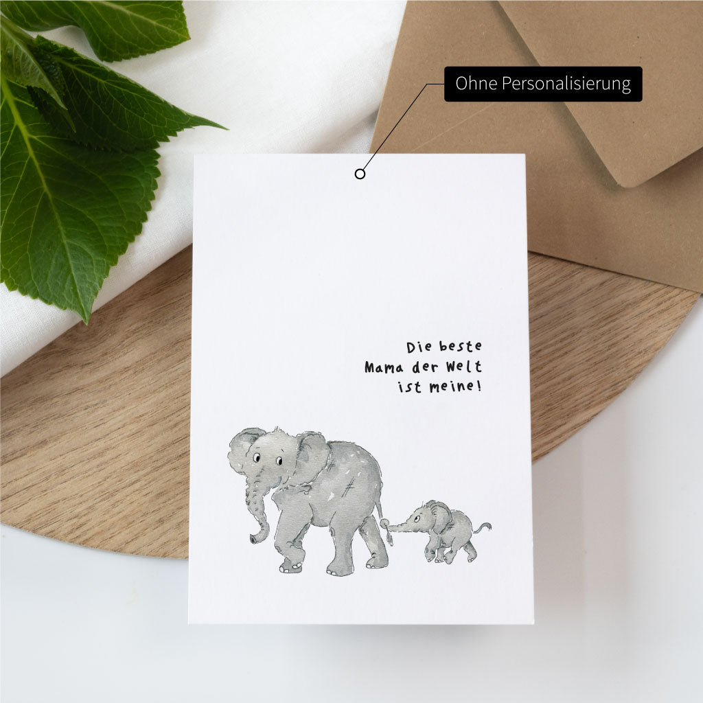 Karte mit Mama Elefant und Baby Elefant ohne Personalisierung