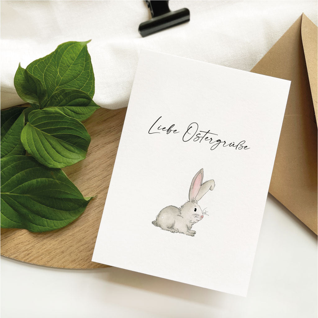 Grußkarte mit Handlettering "Liebe Ostergrüße"
