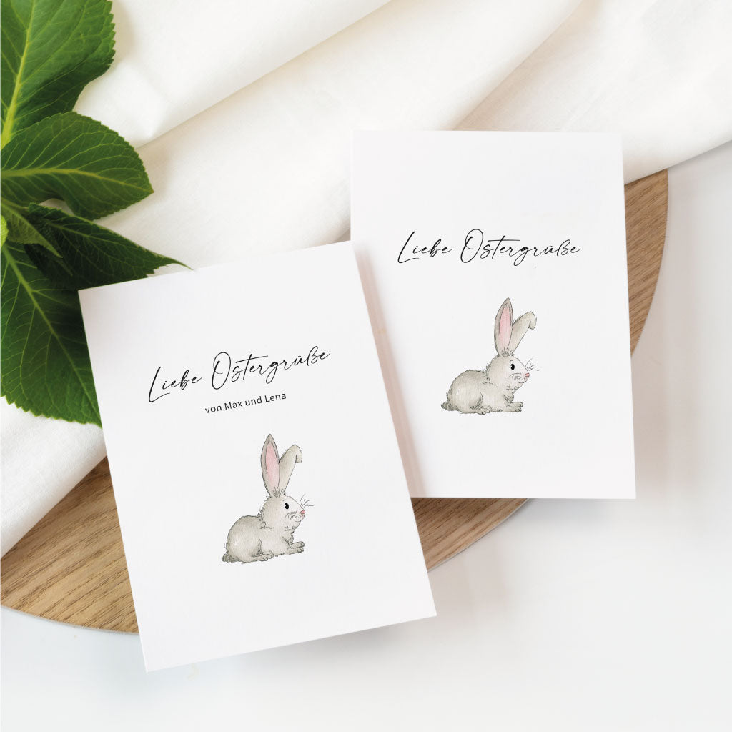 Personalisierbare Osterkarte mit Aquarell Osterhase