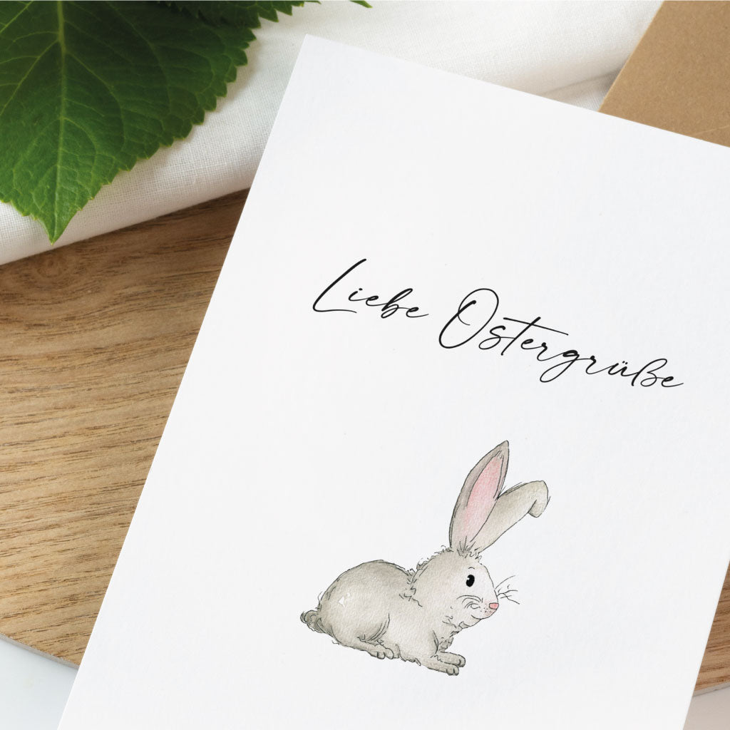 Grußkarte mit Handlettering "Liebe Ostergrüße"