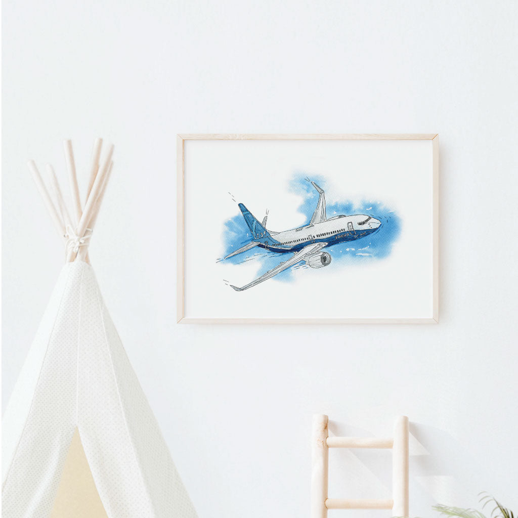 Flugzeug Bild hängt im Kinderzimmer an der Wand als Dekoration