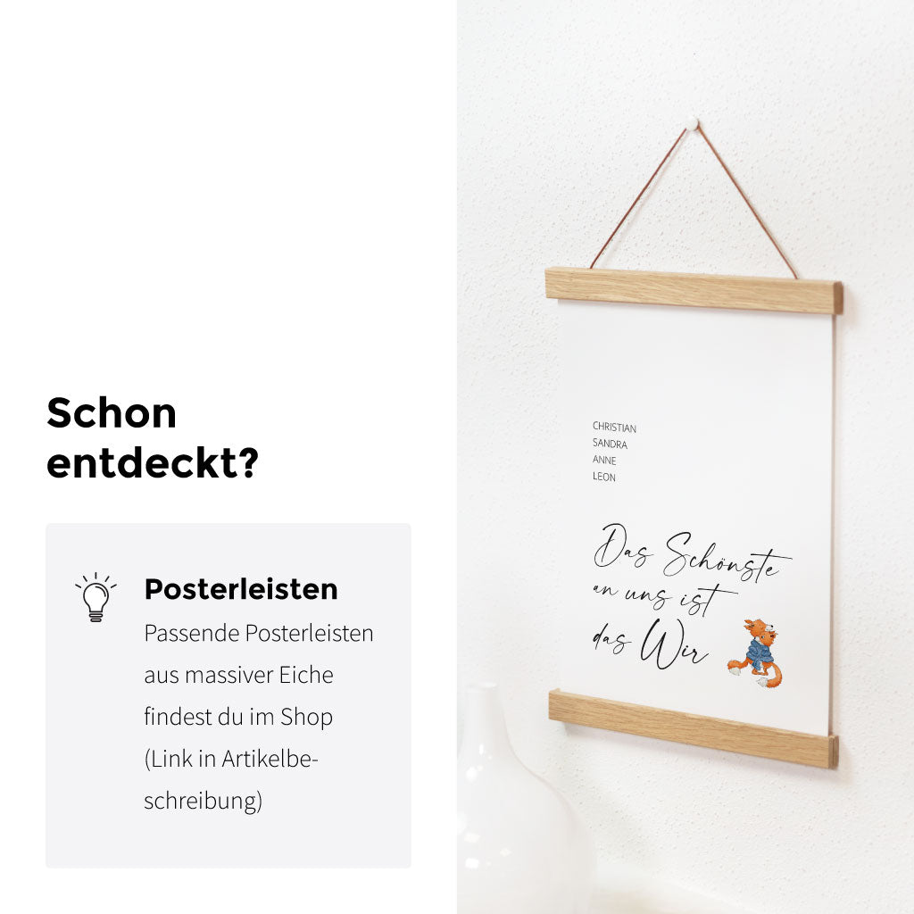 Passende Posterschienen sind im Shop erhältlich