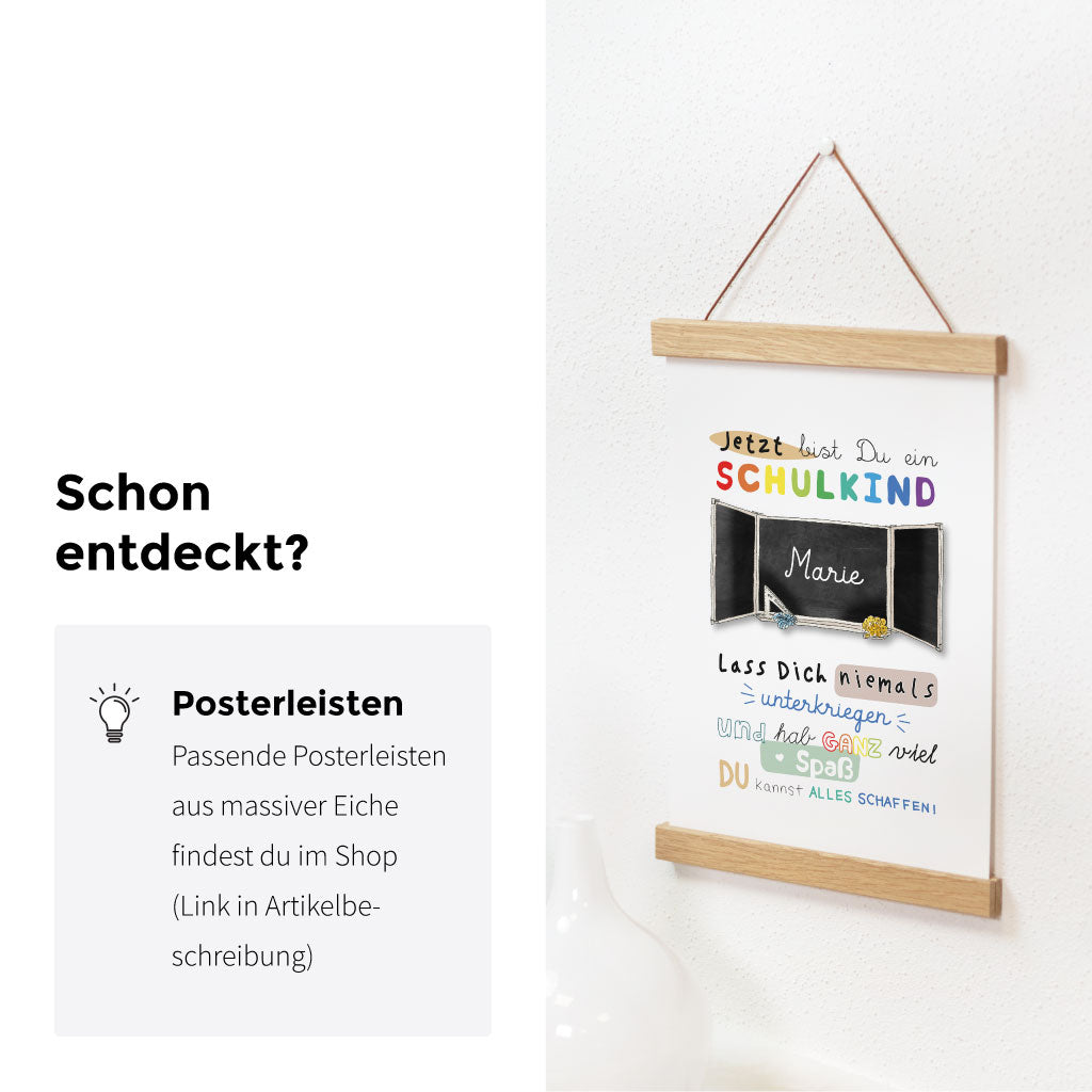 Passende Posterschienen sind im Shop