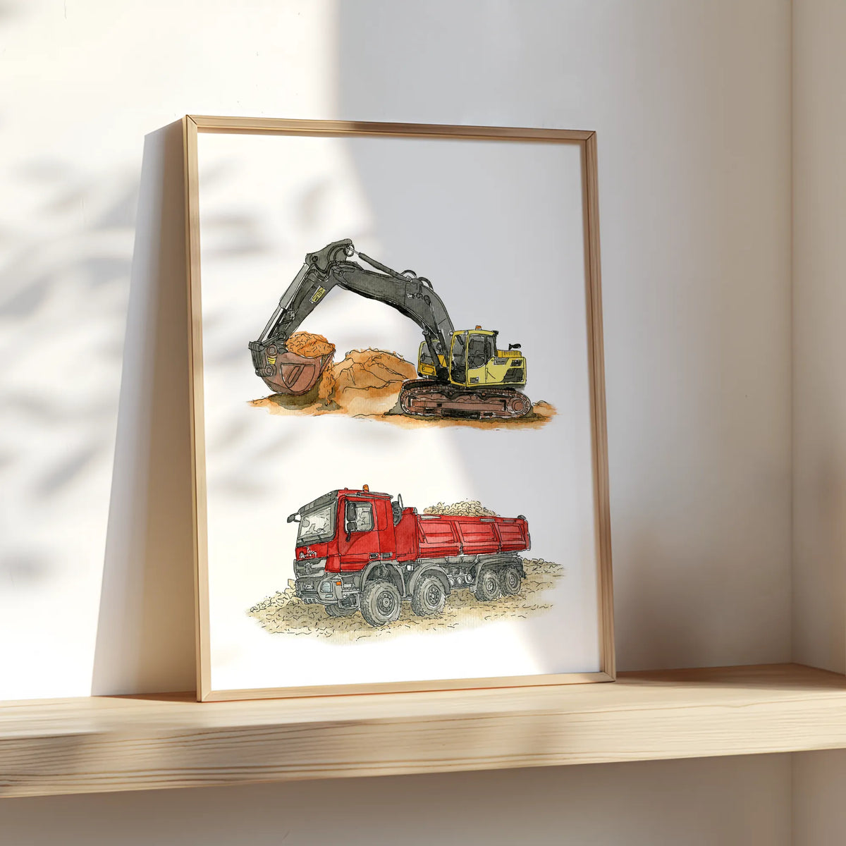 Fahrzeug Poster - Bagger und Kipper