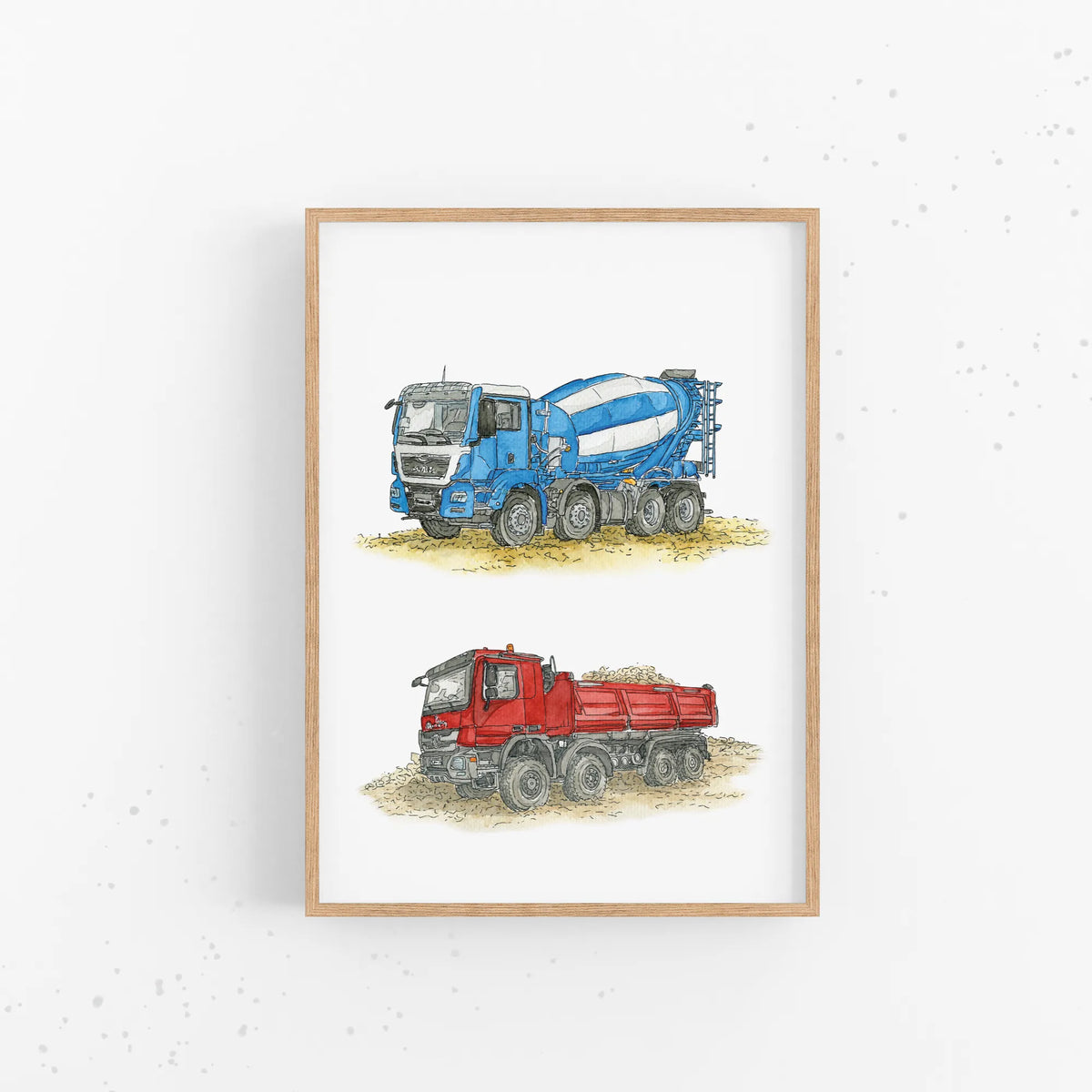 Fahrzeug Poster - Betonmischer und Kipper