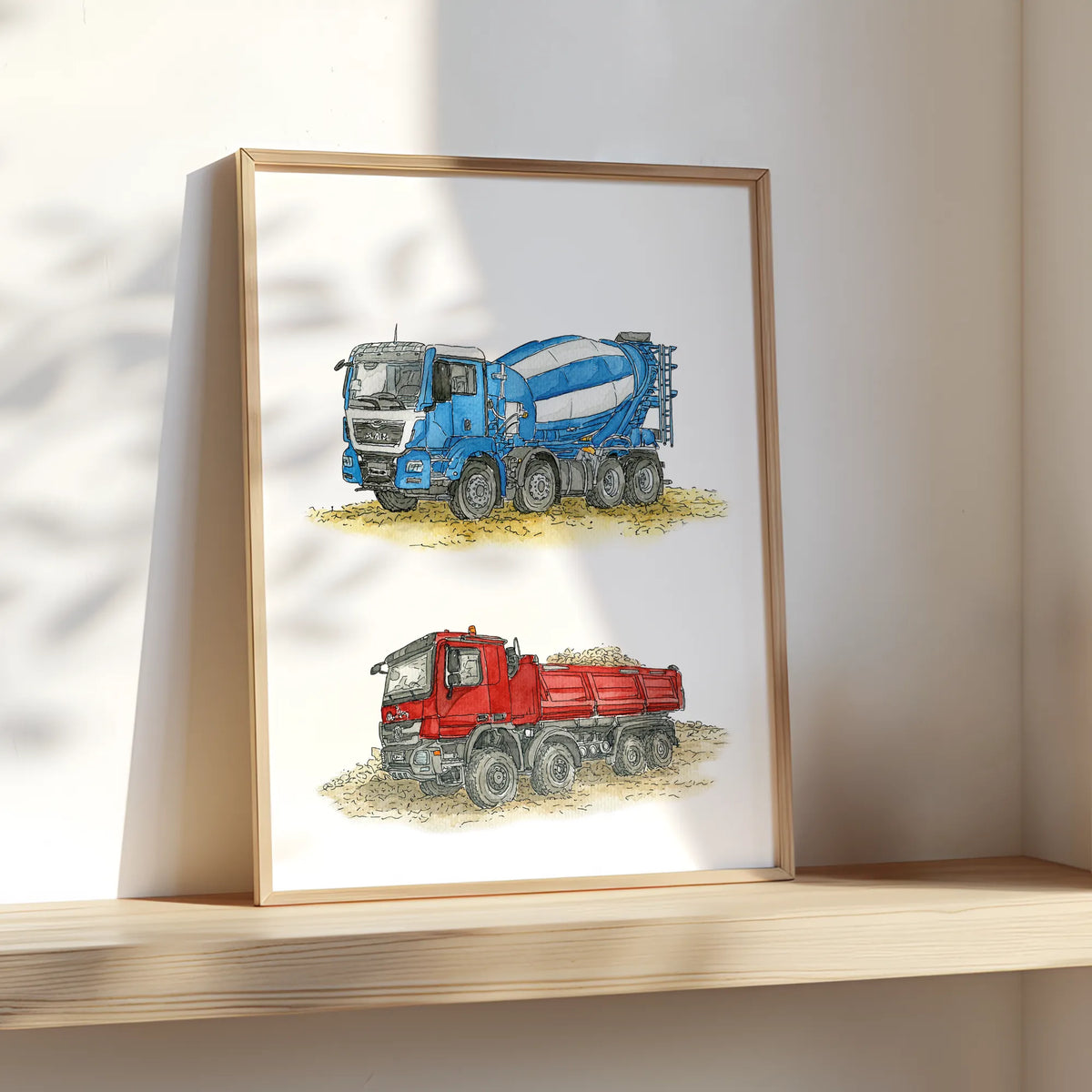 Fahrzeug Poster - Betonmischer und Kipper